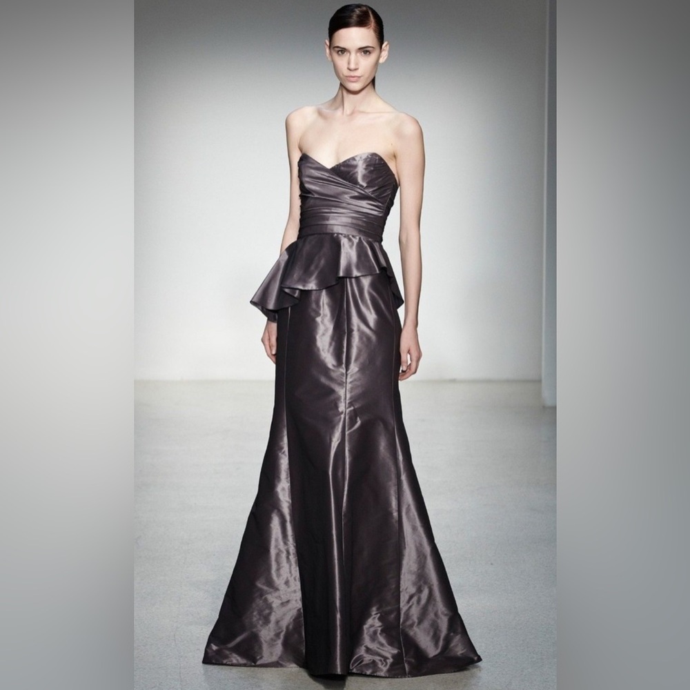 Amsale Women's Strapless Peplum Gown Size 10